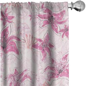 Ambesonne Abstract Modern Art Curtains, Scribble Look Boho Silhouettes Neutral Inspired Forms, Window Treatments 2 Panel Set for Living Room Bedroom, Pair of – 28″ x 84″, Pale Lavender and Off White(Hot Pink Coral and Soft Pink)