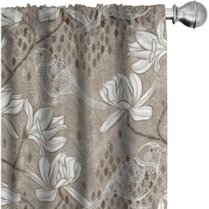 Ambesonne Abstract Modern Art Curtains, Scribble Look Boho Silhouettes Neutral Inspired Forms, Window Treatments 2 Panel Set for Living Room Bedroom, Pair of – 28″ x 84″, Pale Lavender and Off White(Umber and Pale Taupe)