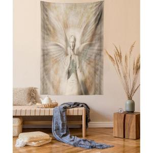 Ambesonne Antique Tapestry, Old World Map Texture Nostalgic Plan Atlas Trace of Life, Wide Wall Hanging for Bedroom Living Room Dorm, 60″ X 40″, Khaki Beige(Yellow White)