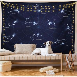 Ambesonne Antique Tapestry, Old World Map Texture Nostalgic Plan Atlas Trace of Life, Wide Wall Hanging for Bedroom Living Room Dorm, 60″ X 40″, Khaki Beige(Dark Blue White)