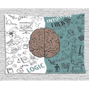 Ambesonne Antique Tapestry, Old World Map Texture Nostalgic Plan Atlas Trace of Life, Wide Wall Hanging for Bedroom Living Room Dorm, 60″ X 40″, Khaki Beige(White Teal Umber)