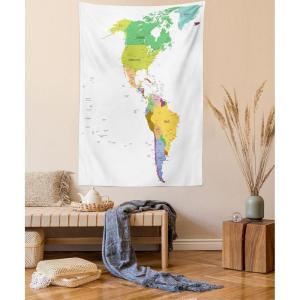Ambesonne Antique Tapestry, Old World Map Texture Nostalgic Plan Atlas Trace of Life, Wide Wall Hanging for Bedroom Living Room Dorm, 60″ X 40″, Khaki Beige(Green White)