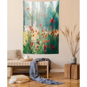 Ambesonne Antique Tapestry, Old World Map Texture Nostalgic Plan Atlas Trace of Life, Wide Wall Hanging for Bedroom Living Room Dorm, 60″ X 40″, Khaki Beige(Red Green Yellow)