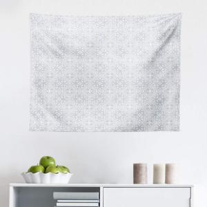 Ambesonne Celtic Tapestry, Medieval Vintage Floral and Geometric Ornaments Neutral Muted Colors Design, Fabric Wall Hanging Decor for Bedroom Living Room Dorm, 28″ X 23″, Grey White(Grey White)