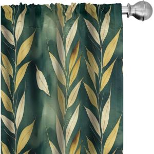 Ambesonne Earthy Curtains, Old Weathered Cracked Tree Trunk Look Artwork Modern Minimal Neutral Print, Window Treatments 2 Panel Set for Living Room Bedroom, Pair of – 28″ x 95″, Brown Beige and Grey(Dark Teal and Pastel Yellow)