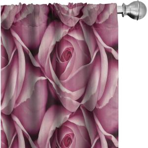 Ambesonne Earthy Curtains, Old Weathered Cracked Tree Trunk Look Artwork Modern Minimal Neutral Print, Window Treatments 2 Panel Set for Living Room Bedroom, Pair of – 28″ x 95″, Brown Beige and Grey(Pink and Plum)