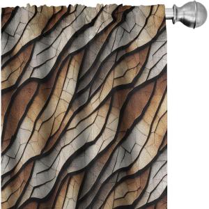 Ambesonne Earthy Curtains, Old Weathered Cracked Tree Trunk Look Artwork Modern Minimal Neutral Print, Window Treatments 2 Panel Set for Living Room Bedroom, Pair of – 28″ x 95″, Brown Beige and Grey(Brown Beige and Grey)
