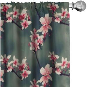 Ambesonne Earthy Curtains, Old Weathered Cracked Tree Trunk Look Artwork Modern Minimal Neutral Print, Window Treatments 2 Panel Set for Living Room Bedroom, Pair of – 28″ x 95″, Brown Beige and Grey(Dark Cadet Blue and Pink)