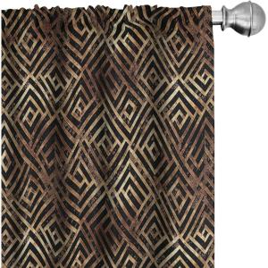 Ambesonne Earthy Curtains, Old Weathered Cracked Tree Trunk Look Artwork Modern Minimal Neutral Print, Window Treatments 2 Panel Set for Living Room Bedroom, Pair of – 28″ x 95″, Brown Beige and Grey(Chocolate Amber and Mustard)