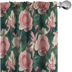 Ambesonne Earthy Curtains, Old Weathered Cracked Tree Trunk Look Artwork Modern Minimal Neutral Print, Window Treatments 2 Panel Set for Living Room Bedroom, Pair of – 28″ x 95″, Brown Beige and Grey(Hunter Green Pale Pink)