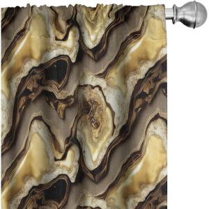 Ambesonne Earthy Curtains, Old Weathered Cracked Tree Trunk Look Artwork Modern Minimal Neutral Print, Window Treatments 2 Panel Set for Living Room Bedroom, Pair of – 28″ x 95″, Brown Beige and Grey(Chocolate Mustard Taupe)