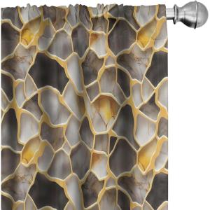 Ambesonne Earthy Curtains, Old Weathered Cracked Tree Trunk Look Artwork Modern Minimal Neutral Print, Window Treatments 2 Panel Set for Living Room Bedroom, Pair of – 28″ x 95″, Brown Beige and Grey(Mustard and Taupe Grey)