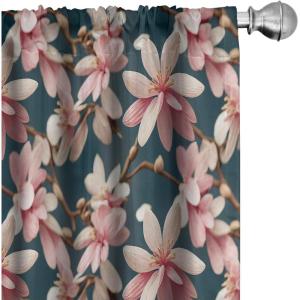 Ambesonne Earthy Curtains, Old Weathered Cracked Tree Trunk Look Artwork Modern Minimal Neutral Print, Window Treatments 2 Panel Set for Living Room Bedroom, Pair of – 28″ x 95″, Brown Beige and Grey(Petrol Blue and Pale Pink)