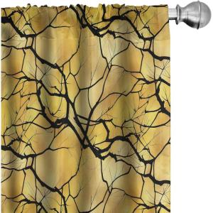 Ambesonne Earthy Curtains, Old Weathered Cracked Tree Trunk Look Artwork Modern Minimal Neutral Print, Window Treatments 2 Panel Set for Living Room Bedroom, Pair of – 28″ x 95″, Brown Beige and Grey(Earth Yellow Black)
