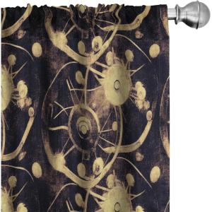 Ambesonne Earthy Curtains, Old Weathered Cracked Tree Trunk Look Artwork Modern Minimal Neutral Print, Window Treatments 2 Panel Set for Living Room Bedroom, Pair of – 28″ x 95″, Brown Beige and Grey(Dark Purple Pale Mustard)