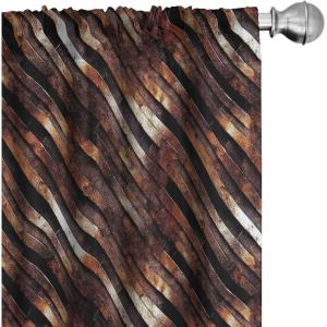 Ambesonne Earthy Curtains, Old Weathered Cracked Tree Trunk Look Artwork Modern Minimal Neutral Print, Window Treatments 2 Panel Set for Living Room Bedroom, Pair of – 28″ x 95″, Brown Beige and Grey(Dark Rust and Seal Brown)
