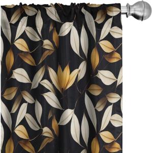 Ambesonne Earthy Curtains, Old Weathered Cracked Tree Trunk Look Artwork Modern Minimal Neutral Print, Window Treatments 2 Panel Set for Living Room Bedroom, Pair of – 28″ x 95″, Brown Beige and Grey(Black Ginger Ivory)