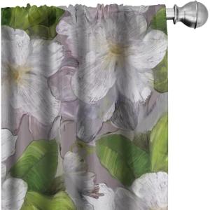 Ambesonne Garden Scene Curtains, Springtime Vibes Neutral Colors Boho Flowers Vintage Autumn Print, Window Treatments 2 Panel Set for Living Room Bedroom, Pair of – 28″ x 84″, Pale Khaki White Camel(Fern Green Pale Grey)
