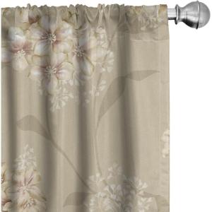Ambesonne Garden Scene Curtains, Springtime Vibes Neutral Colors Boho Flowers Vintage Autumn Print, Window Treatments 2 Panel Set for Living Room Bedroom, Pair of – 28″ x 84″, Pale Khaki White Camel(Pale Khaki White Camel)