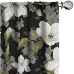 Ambesonne Garden Scene Curtains, Springtime Vibes Neutral Colors Boho Flowers Vintage Autumn Print, Window Treatments 2 Panel Set for Living Room Bedroom, Pair of – 28″ x 84″, Pale Khaki White Camel(White Pale Olive Green)