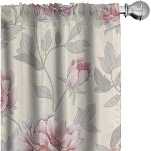 Ambesonne Garden Scene Curtains, Springtime Vibes Neutral Colors Boho Flowers Vintage Autumn Print, Window Treatments 2 Panel Set for Living Room Bedroom, Pair of – 28″ x 84″, Pale Khaki White Camel(Cream Pale Pink Blush)