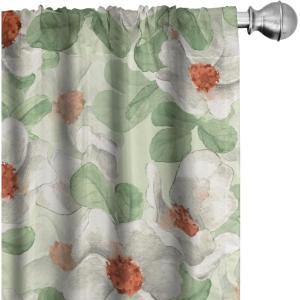 Ambesonne Garden Scene Curtains, Springtime Vibes Neutral Colors Boho Flowers Vintage Autumn Print, Window Treatments 2 Panel Set for Living Room Bedroom, Pair of – 28″ x 84″, Pale Khaki White Camel(Peacock Green and Cinnamon)