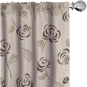 Ambesonne Garden Scene Curtains, Springtime Vibes Neutral Colors Boho Flowers Vintage Autumn Print, Window Treatments 2 Panel Set for Living Room Bedroom, Pair of – 28″ x 84″, Pale Khaki White Camel(Dark Slate Blue Dusk)