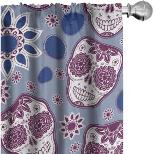Ambesonne Garden Scene Curtains, Springtime Vibes Neutral Colors Boho Flowers Vintage Autumn Print, Window Treatments 2 Panel Set for Living Room Bedroom, Pair of – 28″ x 84″, Pale Khaki White Camel(Plum and Dark Lavender)