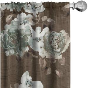 Ambesonne Garden Scene Curtains, Springtime Vibes Neutral Colors Boho Flowers Vintage Autumn Print, Window Treatments 2 Panel Set for Living Room Bedroom, Pair of – 28″ x 84″, Pale Khaki White Camel(Taupe Almond Green)