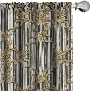 Ambesonne Garden Scene Curtains, Springtime Vibes Neutral Colors Boho Flowers Vintage Autumn Print, Window Treatments 2 Panel Set for Living Room Bedroom, Pair of – 28″ x 84″, Pale Khaki White Camel(Dark Mustard Amber)