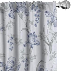 Ambesonne Garden Scene Curtains, Springtime Vibes Neutral Colors Boho Flowers Vintage Autumn Print, Window Treatments 2 Panel Set for Living Room Bedroom, Pair of – 28″ x 84″, Pale Khaki White Camel(Pale Ceil Blue Pale Grey)