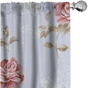 Ambesonne Garden Scene Curtains, Springtime Vibes Neutral Colors Boho Flowers Vintage Autumn Print, Window Treatments 2 Panel Set for Living Room Bedroom, Pair of – 28″ x 84″, Pale Khaki White Camel(Pale Sky Blue Pale Maroon)