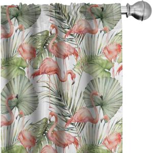 Ambesonne Giraffe Curtains, Animal Print with African Tree Cartoon Concept Nature Art on Neutral Stripes, Window Treatments 2 Panel Set for Living Room Bedroom, Pair of – 28″ x 63″, Green Camel Tan(Coral Olive Green White)