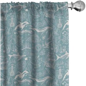 Ambesonne Giraffe Curtains, Animal Print with African Tree Cartoon Concept Nature Art on Neutral Stripes, Window Treatments 2 Panel Set for Living Room Bedroom, Pair of – 28″ x 63″, Green Camel Tan(Cadet Blue White)