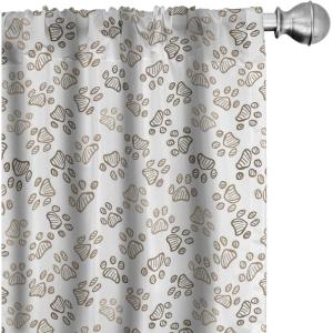 Ambesonne Giraffe Curtains, Animal Print with African Tree Cartoon Concept Nature Art on Neutral Stripes, Window Treatments 2 Panel Set for Living Room Bedroom, Pair of – 28″ x 63″, Green Camel Tan(Pale Taupe Brown White)