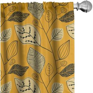 Ambesonne Giraffe Curtains, Animal Print with African Tree Cartoon Concept Nature Art on Neutral Stripes, Window Treatments 2 Panel Set for Living Room Bedroom, Pair of – 28″ x 63″, Green Camel Tan(Marigold Black and Beige)