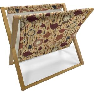 Ambesonne I Love You Magazine and Book Holder, Romance Pattern with Heart Forms and Love Words Valentines Couples Theme, Floor Rack Decor for Interior of Home & Office, 22″ x 19″, Magenta Dark Grey(Brown Redwood)