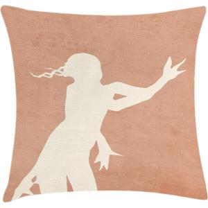 Ambesonne Mid Century Modern Boho Throw Pillow Cushion Cover, Simple Cream Tone Lady Look Silhouette Composition Print, Decorative Square Accent Pillow Case, 28″ X 28″, Pale Rust Champagne