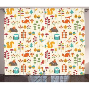 Ambesonne Rustic Curtains, Stone Wall of Dated Closed Barn Gothic Medieval European Urban City Town Scenery, Living Room Bedroom Window Drapes 2 Panel Set, 108″ X 90″, Grey Blue(Cream Orange)