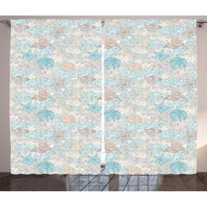 Ambesonne Rustic Curtains, Stone Wall of Dated Closed Barn Gothic Medieval European Urban City Town Scenery, Living Room Bedroom Window Drapes 2 Panel Set, 108″ X 90″, Grey Blue(Tan Turquoise)