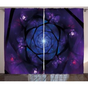 Ambesonne Rustic Curtains, Stone Wall of Dated Closed Barn Gothic Medieval European Urban City Town Scenery, Living Room Bedroom Window Drapes 2 Panel Set, 108″ X 90″, Grey Blue(Purple and Blue)