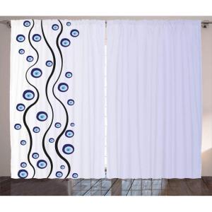 Ambesonne Rustic Curtains, Stone Wall of Dated Closed Barn Gothic Medieval European Urban City Town Scenery, Living Room Bedroom Window Drapes 2 Panel Set, 108″ X 90″, Grey Blue(Black Lilac Blue)