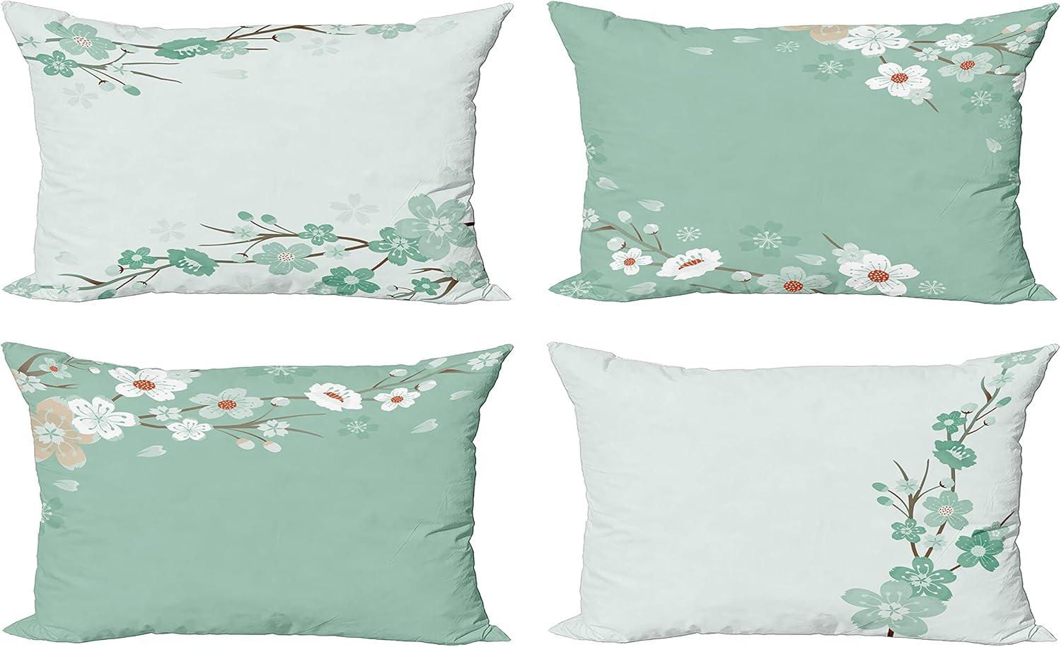 imageAmbesonne Chocolate Throw Pillow Cushion Case Pack of 4 Parquet Pattern in Wooden Style Geometric Design in Nature Inspired Art Modern Accent DoubleSided Digital Printing 20 Brown BeigeMint Green