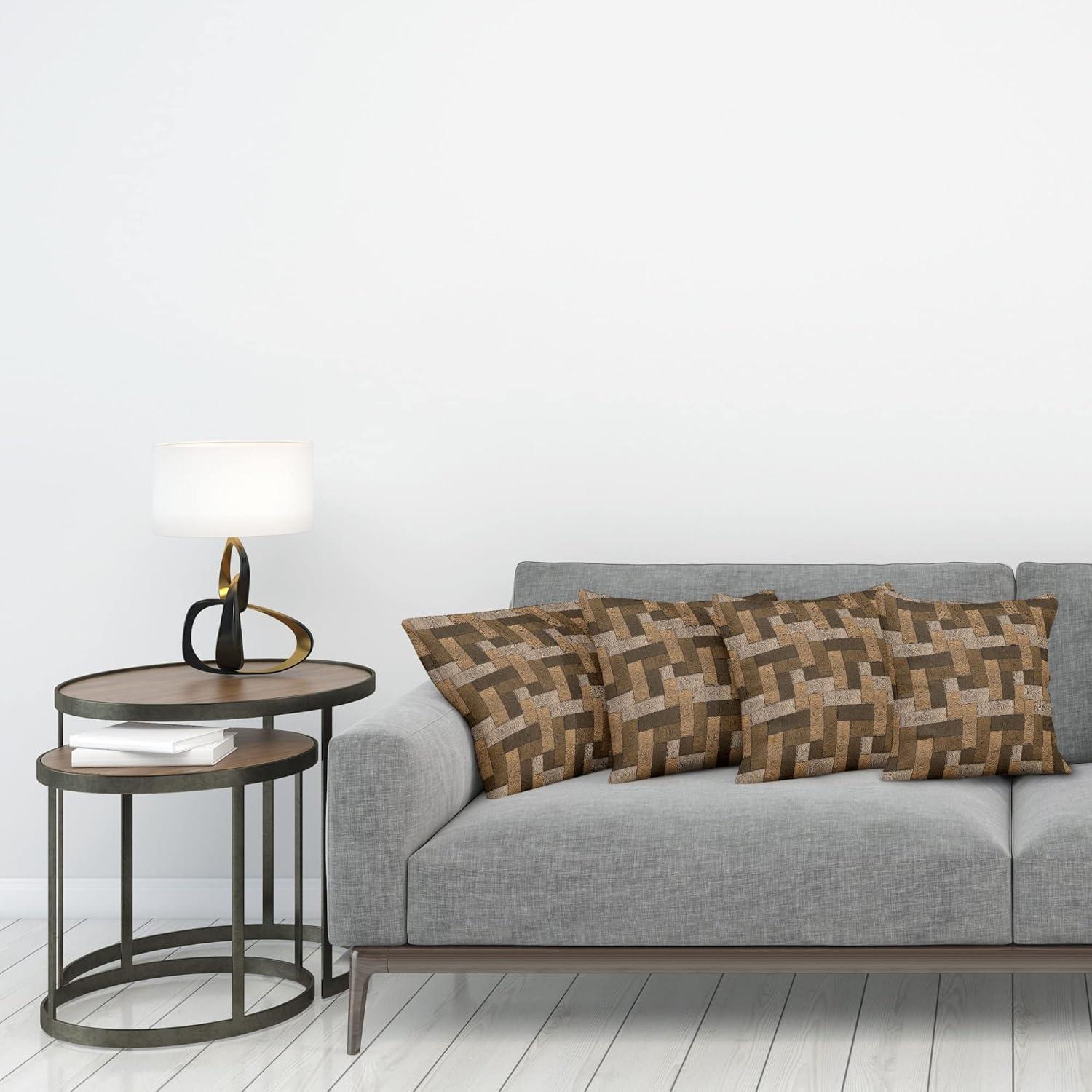 imageAmbesonne Chocolate Throw Pillow Cushion Case Pack of 4 Parquet Pattern in Wooden Style Geometric Design in Nature Inspired Art Modern Accent DoubleSided Digital Printing 20 Brown BeigeBrown Beige