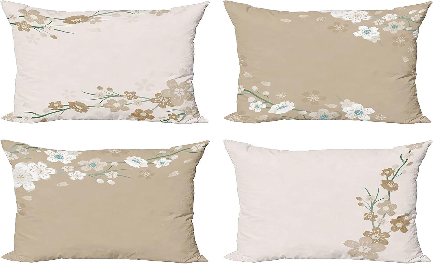 imageAmbesonne Chocolate Throw Pillow Cushion Case Pack of 4 Parquet Pattern in Wooden Style Geometric Design in Nature Inspired Art Modern Accent DoubleSided Digital Printing 20 Brown BeigeBeige and Eggshell