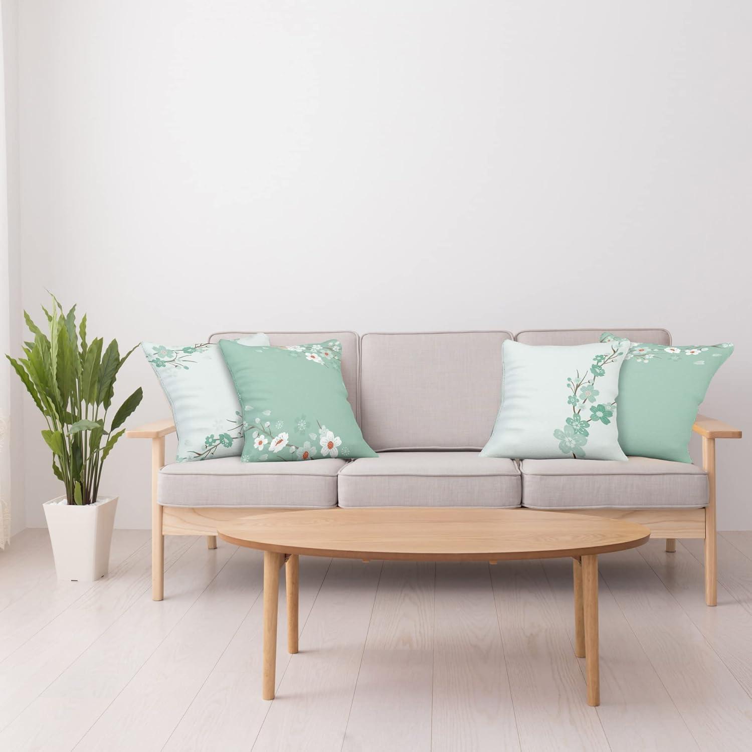 imageAmbesonne Chocolate Throw Pillow Cushion Case Pack of 4 Parquet Pattern in Wooden Style Geometric Design in Nature Inspired Art Modern Accent DoubleSided Digital Printing 20 Brown BeigeMint Green