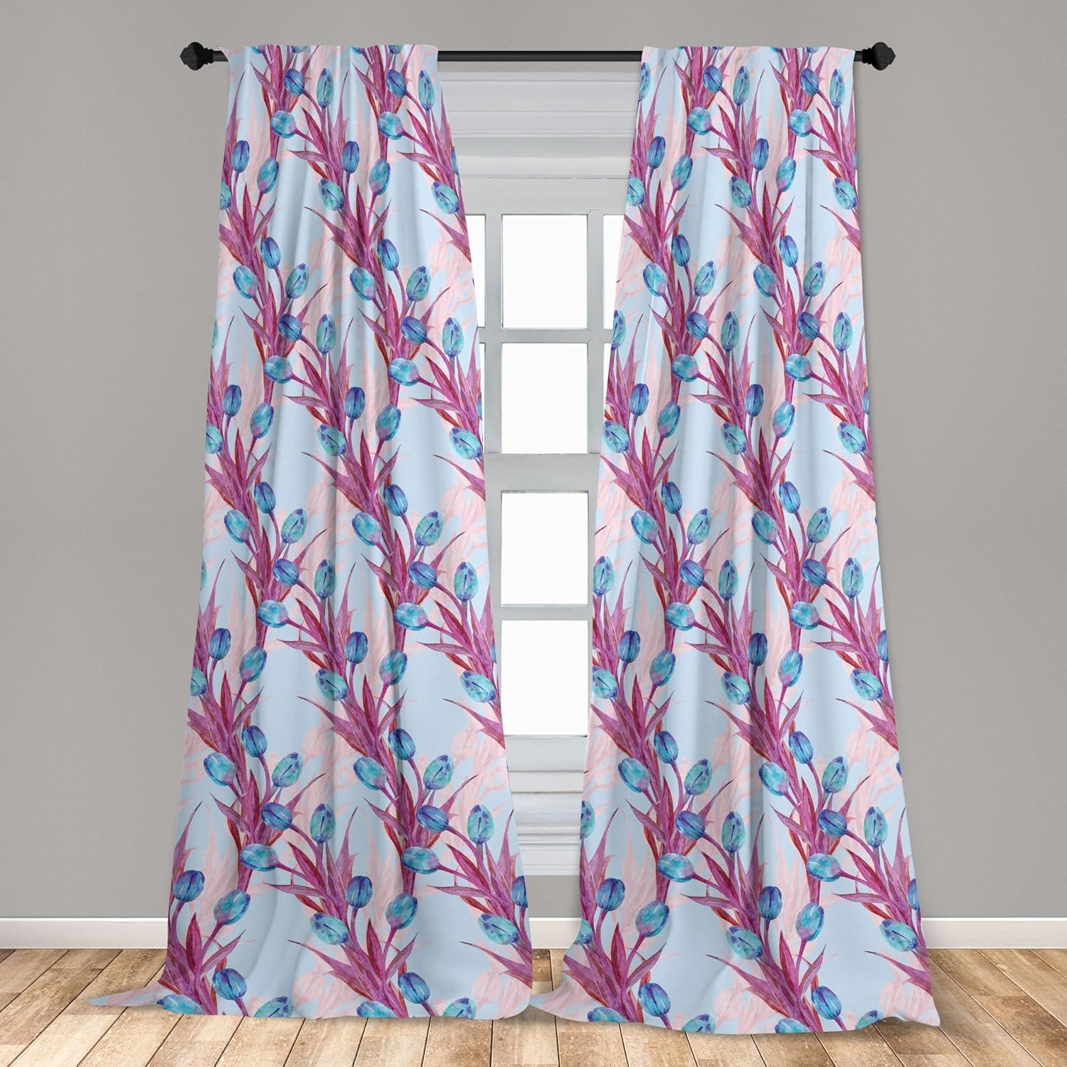 imageAmbesonne Ethnic Curtains Abstract Boho Vibe Oriental Rhombus Motifs Grunge Design with Neutral Colors Window Treatments 2 Panel Set for Living Room Bedroom Pair of 28 x 63 Seafoam PurpleblueMagenta Pale Pink
