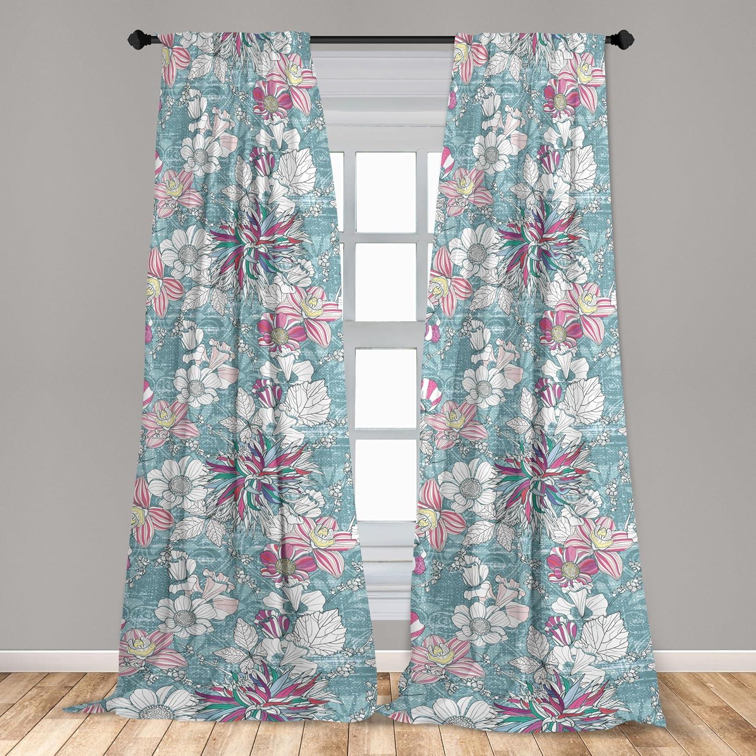 imageAmbesonne Ethnic Curtains Abstract Boho Vibe Oriental Rhombus Motifs Grunge Design with Neutral Colors Window Treatments 2 Panel Set for Living Room Bedroom Pair of 28 x 63 Seafoam PurpleblueHot Pink Seafoam and White