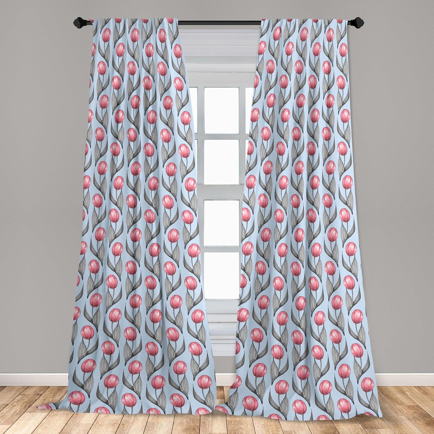 imageAmbesonne Ethnic Curtains Abstract Boho Vibe Oriental Rhombus Motifs Grunge Design with Neutral Colors Window Treatments 2 Panel Set for Living Room Bedroom Pair of 28 x 63 Seafoam PurpleblueDimgray Pastel Pink