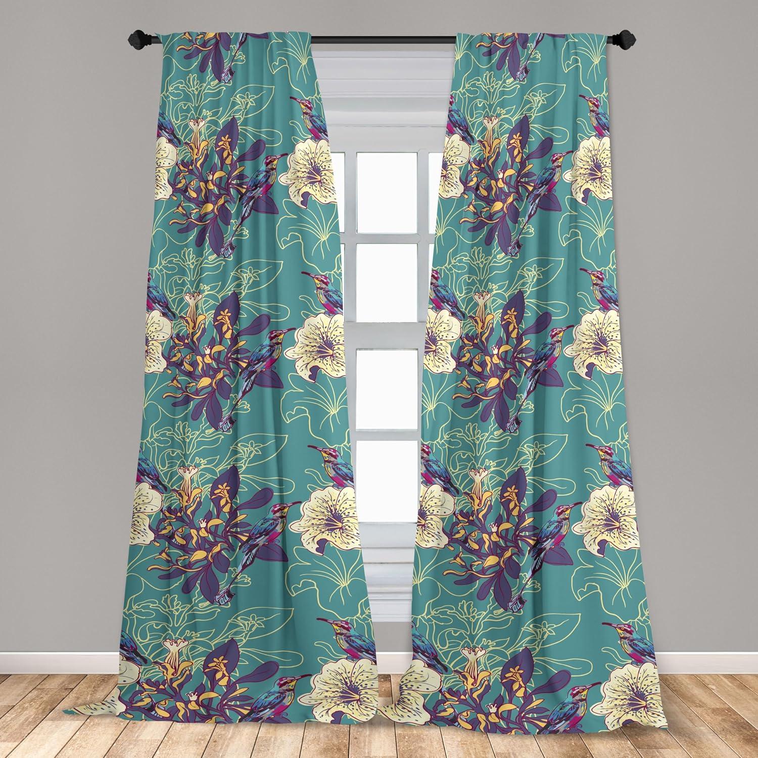 imageAmbesonne Ethnic Curtains Abstract Boho Vibe Oriental Rhombus Motifs Grunge Design with Neutral Colors Window Treatments 2 Panel Set for Living Room Bedroom Pair of 28 x 63 Seafoam PurpleblueSea Green Quartz and Mustard
